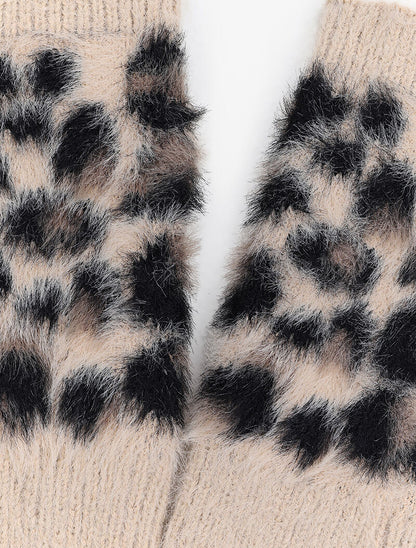 Mitaines à imprimé léopard - Beige - 2
