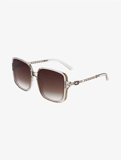 Lunettes de soleil oversize branches fantaisies - Beige - 3