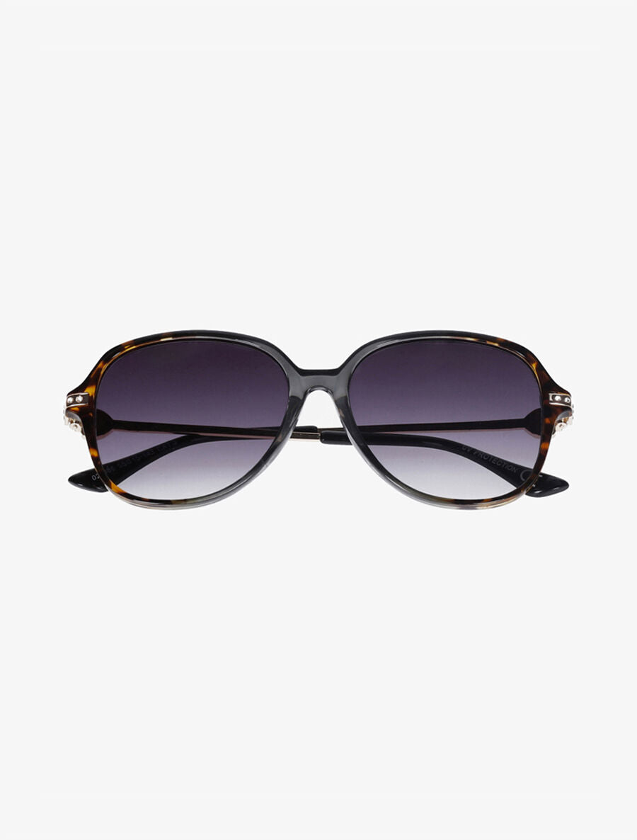 Lunettes de soleil oversize à strass - Brun - 2