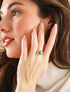Bague ajustable dentelée à pierre - Or/turquoise - 4