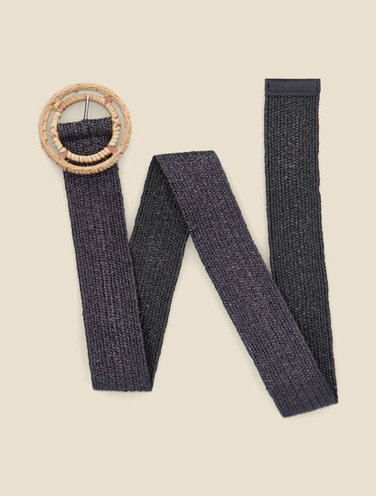 Ceinture élastiquée style maille - Noir - 1
