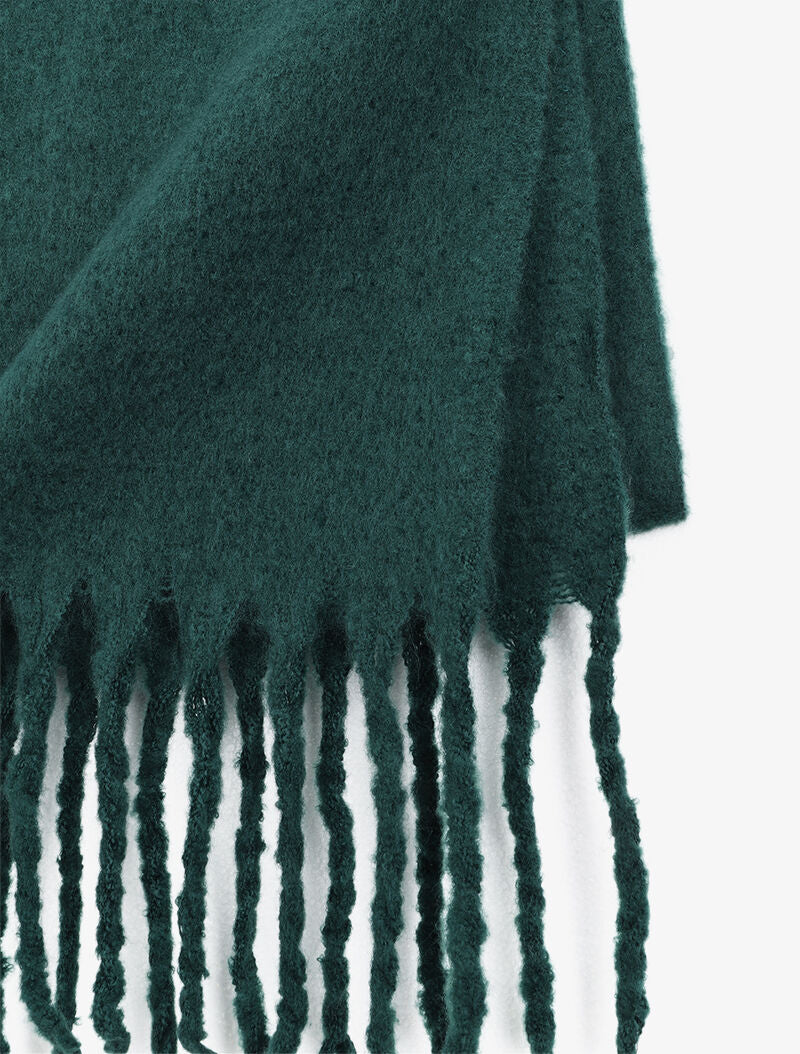 Echarpe longue et duveteuse à franges - Vert foncé - 3