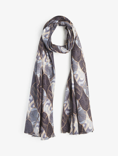 Foulard à imprimé vagues - Noir - 1