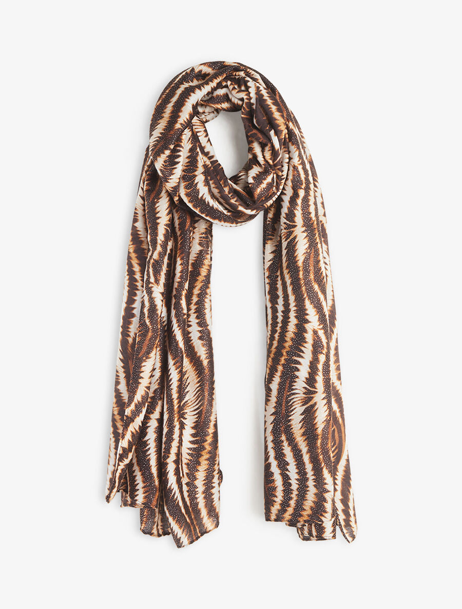 Foulard à imprimé vagues fondus irisées - Camel - 1