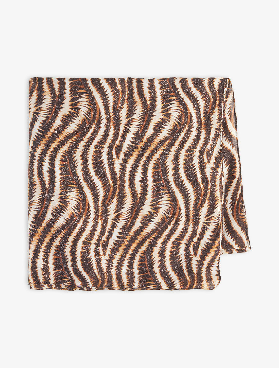 Foulard à imprimé vagues fondus irisées - Camel - 2