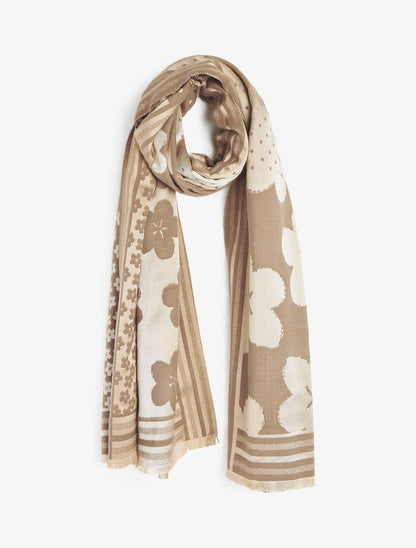 Echarpe imprimé floral - Taupe - 4