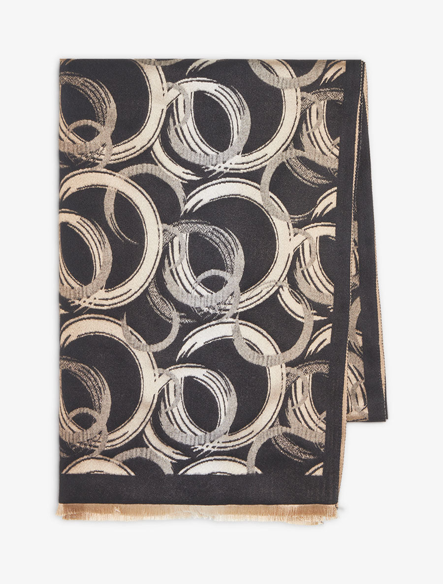 Echarpe imprimé cercles abstrait - Noir - 2