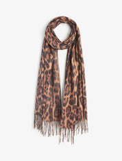 Foulard à imprimé léopard irisé - Camel - 1
