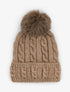 Bonnet en maille tressée à pompon - Taupe - 1