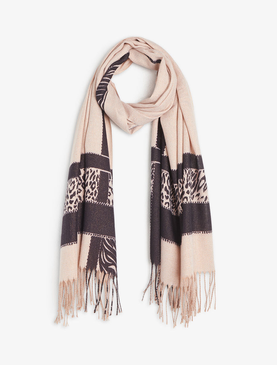 Foulard irisé bandes imprimées - Beige - 4