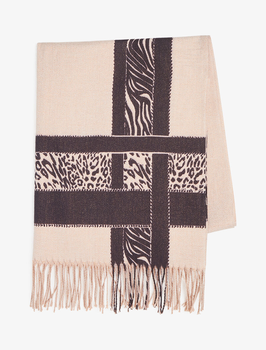Foulard irisé bandes imprimées - Beige - 2