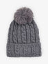 Bonnet en maille tressée à pompon - Gris - 1
