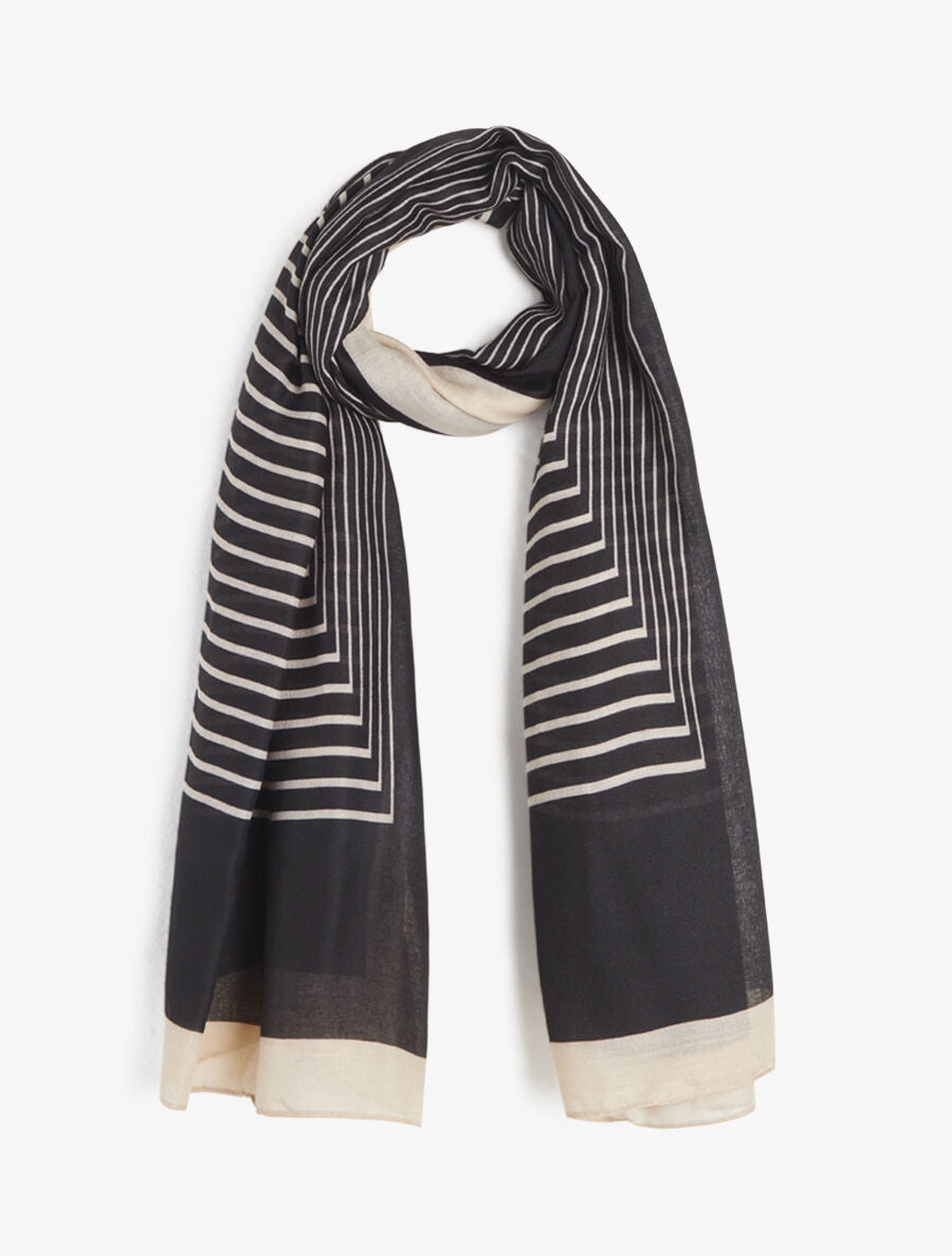 Foulard imprimé rayures stylisées - Noir - 4