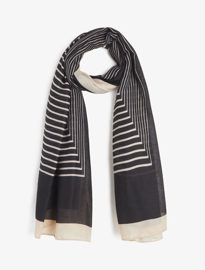 Foulard imprimé rayures stylisées - Noir - 4