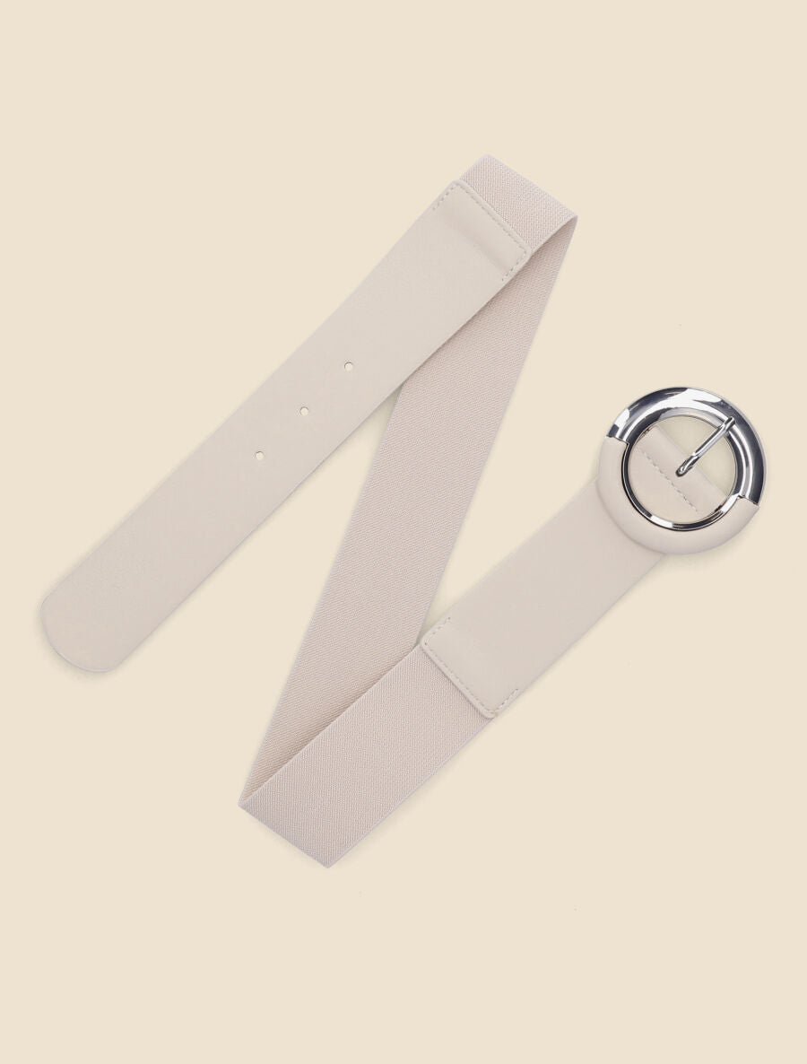 Ceinture élastiquée à boucle ronde - Beige - 3