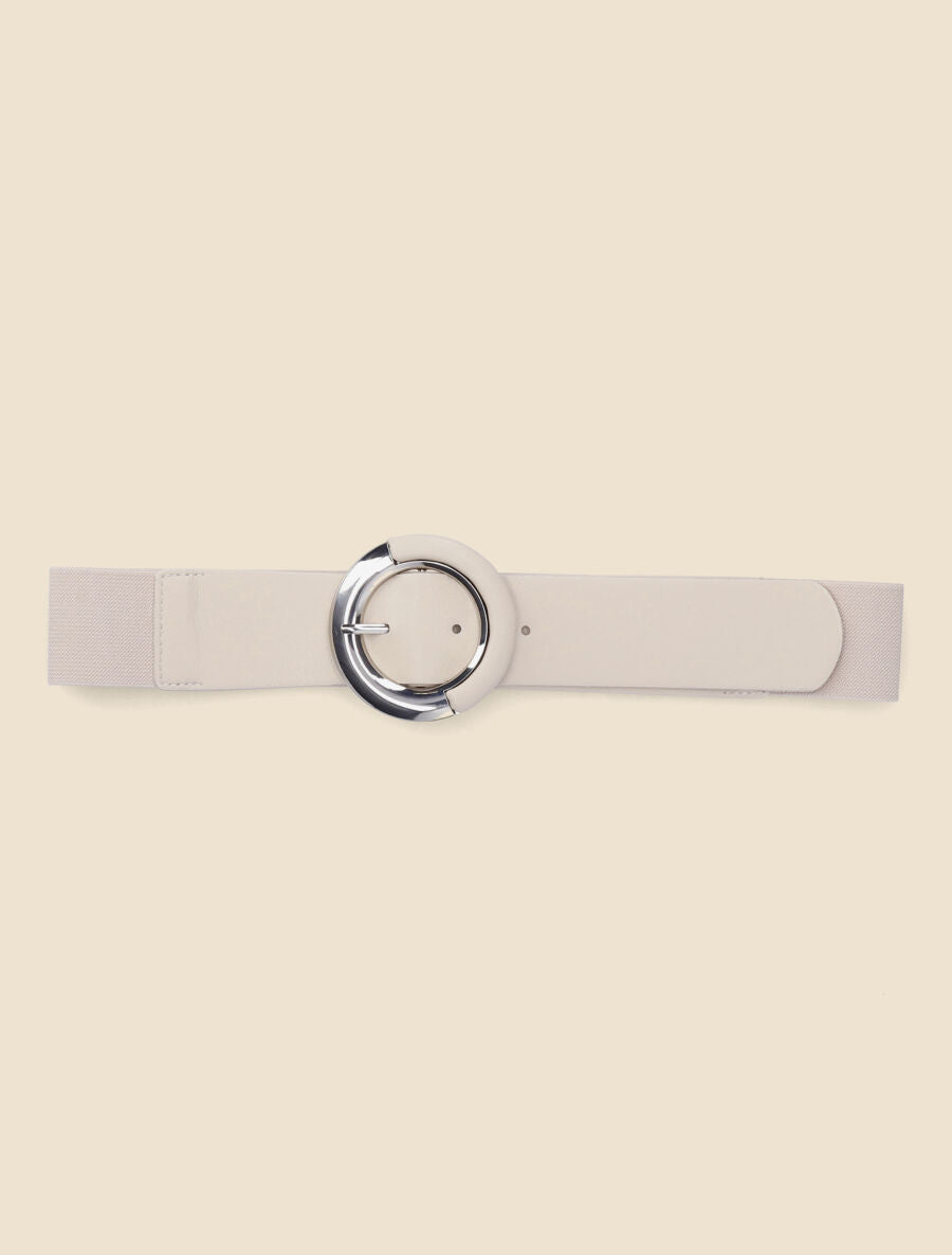 Ceinture élastiquée à boucle ronde - Beige - 2
