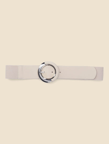 Ceinture élastiquée à boucle ronde - Beige - 2
