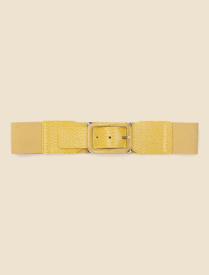 Ceinture python à boucle carrée - Jaune - 2