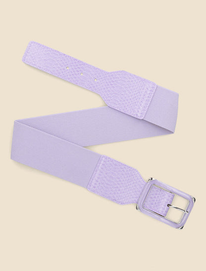 Ceinture python à boucle carrée - Lilas - 1