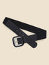 Ceinture à boucle carrée en simili - Noir - 1