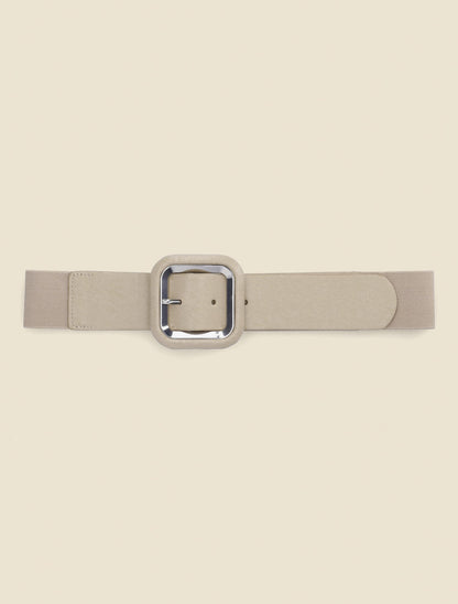 Ceinture à boucle carrée en simili - Beige - 2