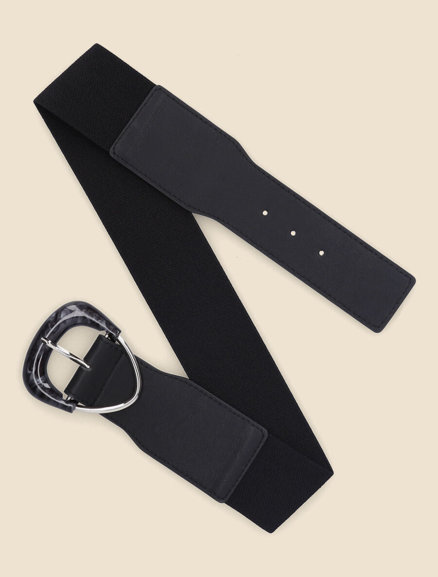 Ceinture à boucle nacrée - Noir - 1