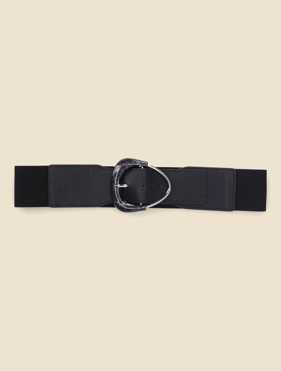 Ceinture à boucle nacrée - Noir - 2