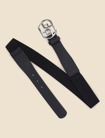 Ceinture élastiquée à boucle fantaisie - Noir - 3