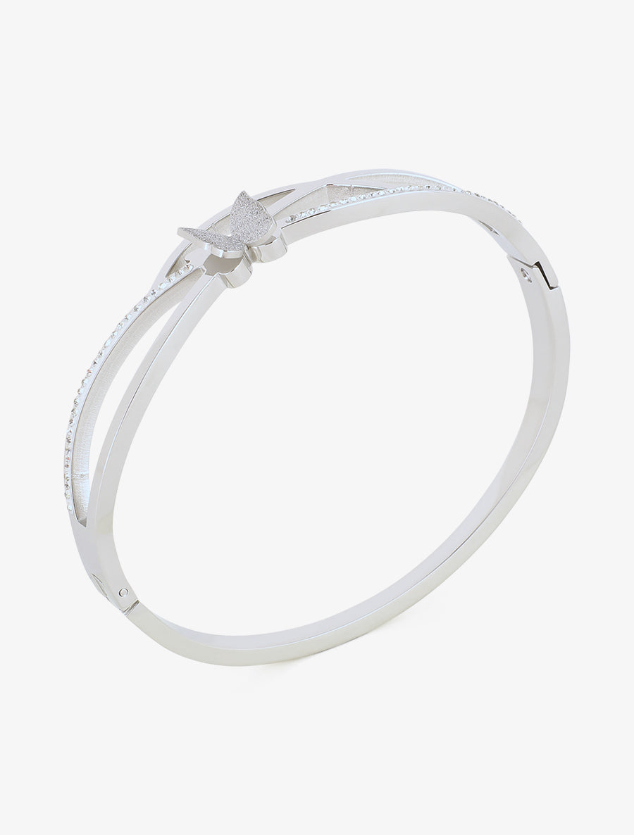 Jonc papillon et strass - Argent - 2