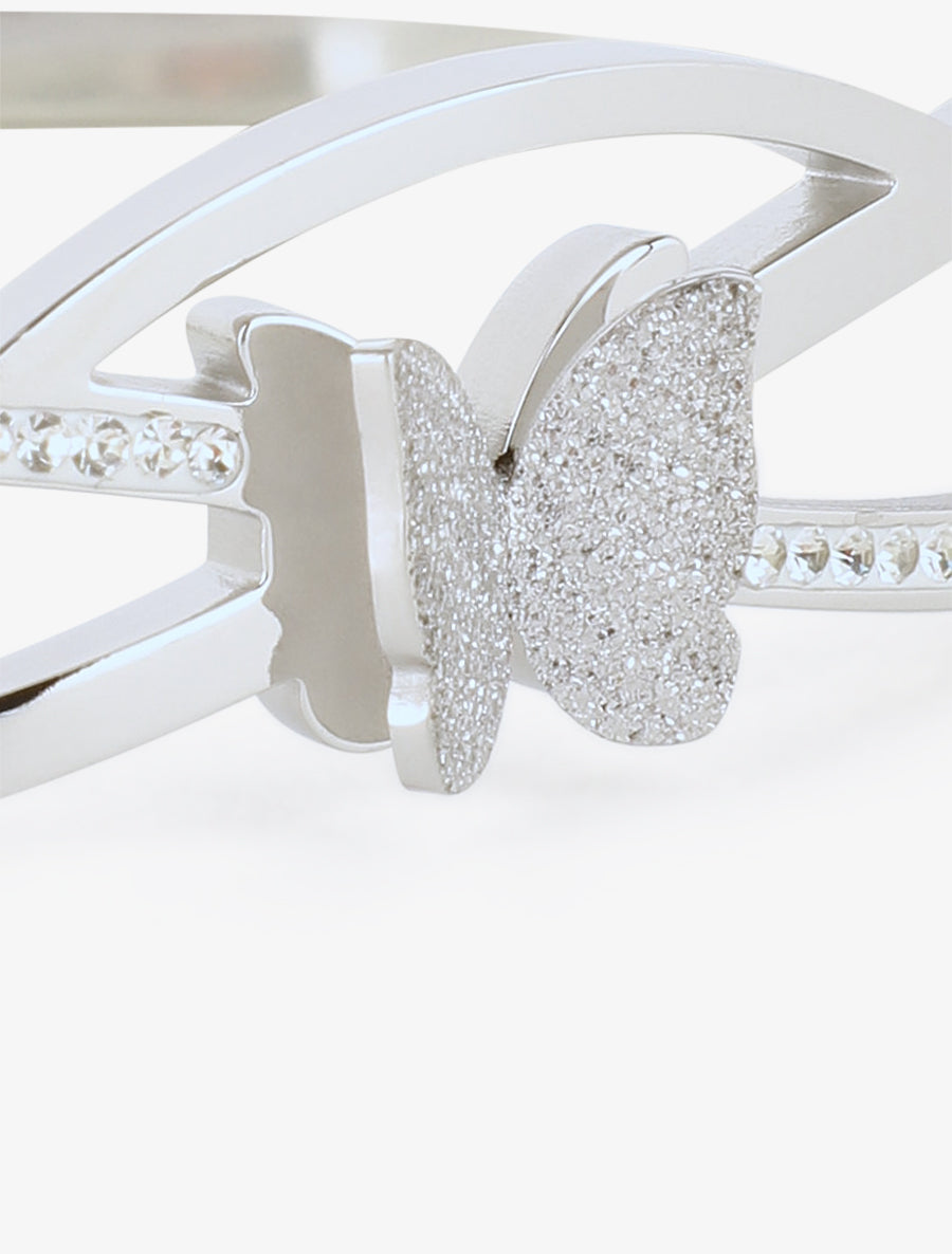 Jonc papillon et strass - Argent - 3