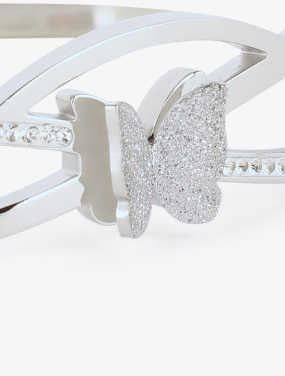 Jonc papillon et strass - Argent - 3