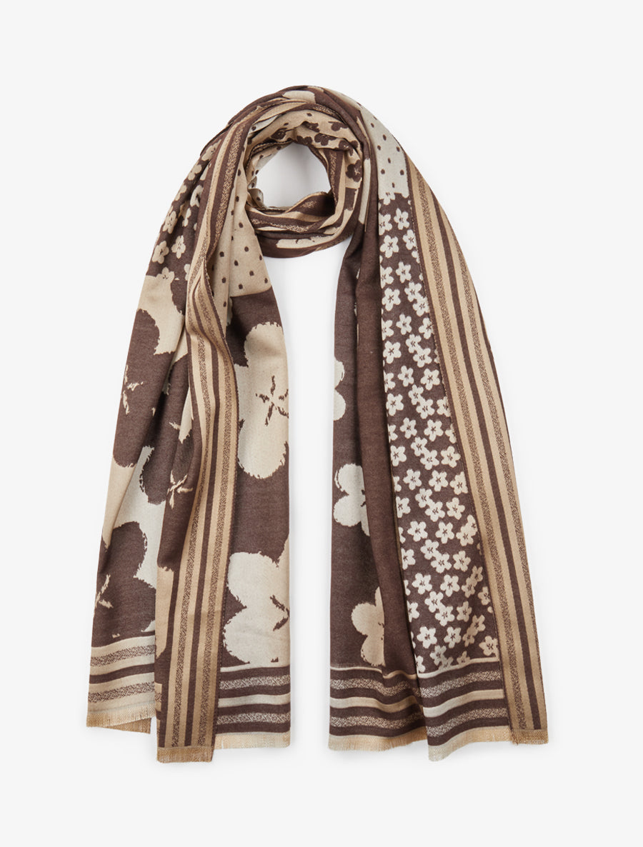 Foulard irisé à imprimé floral - Marron - 1
