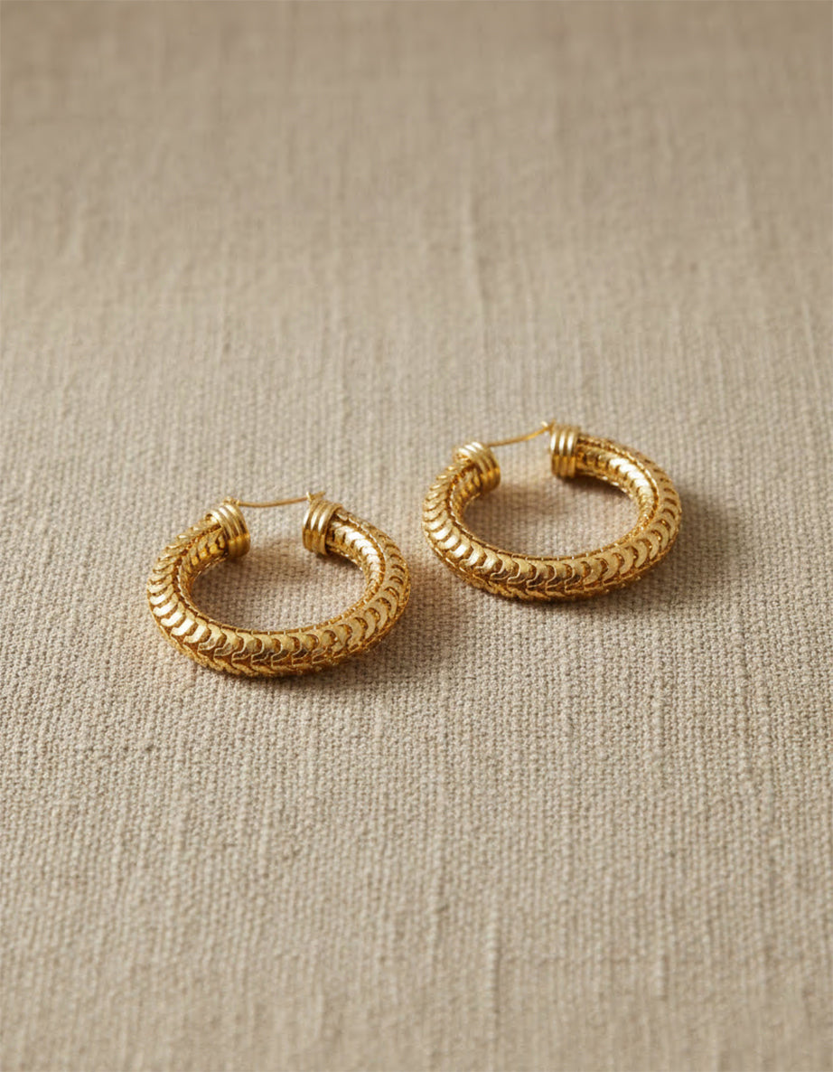 Créoles épaisses texturées - Or - 1