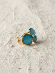 Bague ornée de trois pierres - Turquoise - 1