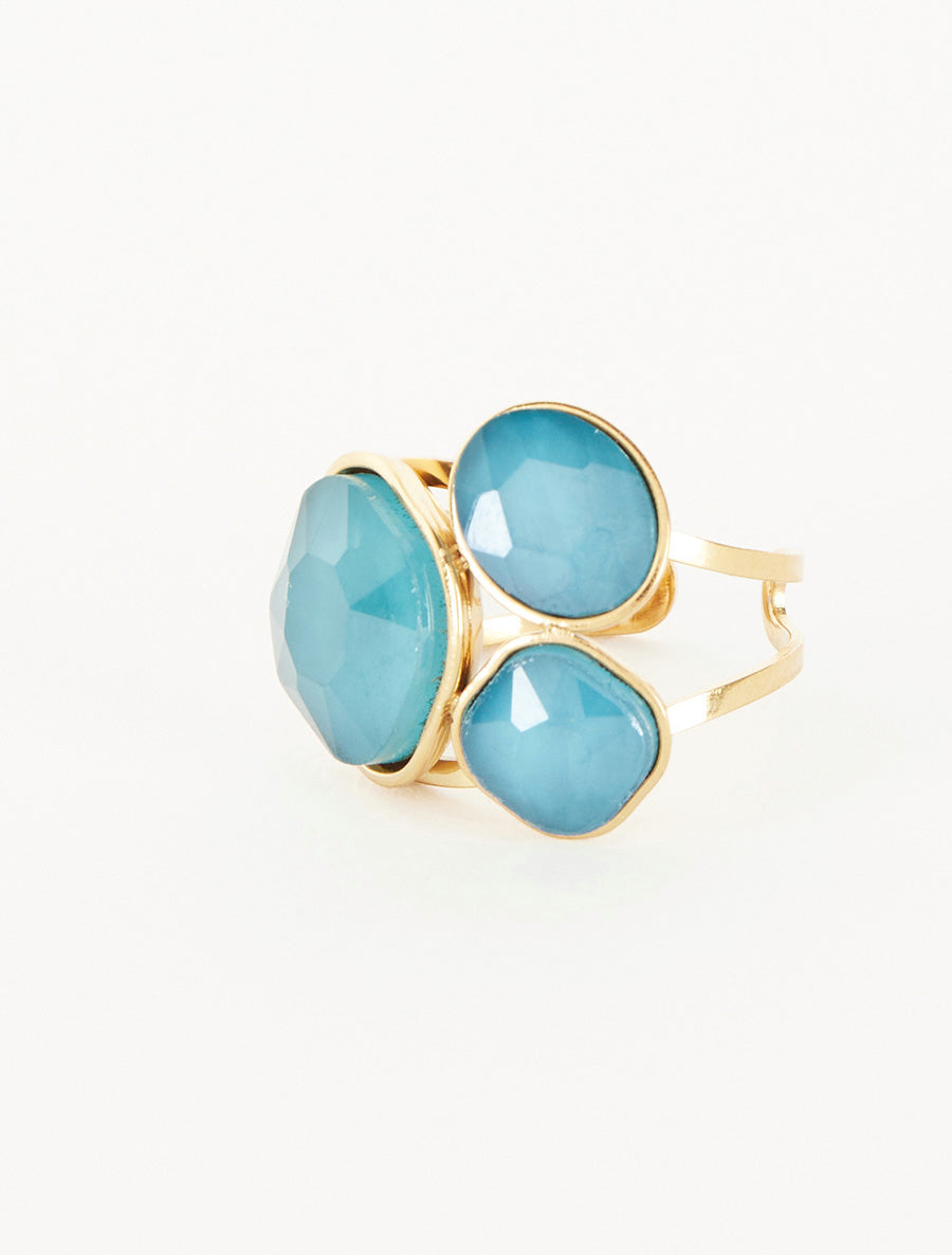 Bague ornée de trois pierres - Turquoise - 3