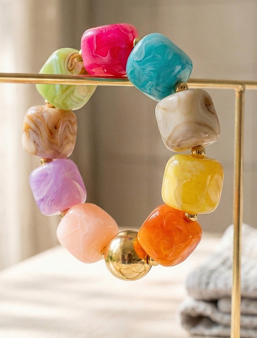 Bracelet à perles en résine et métal - Multi - 1