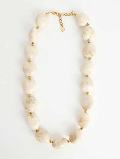 Collier à perles en résine - Beige - 2