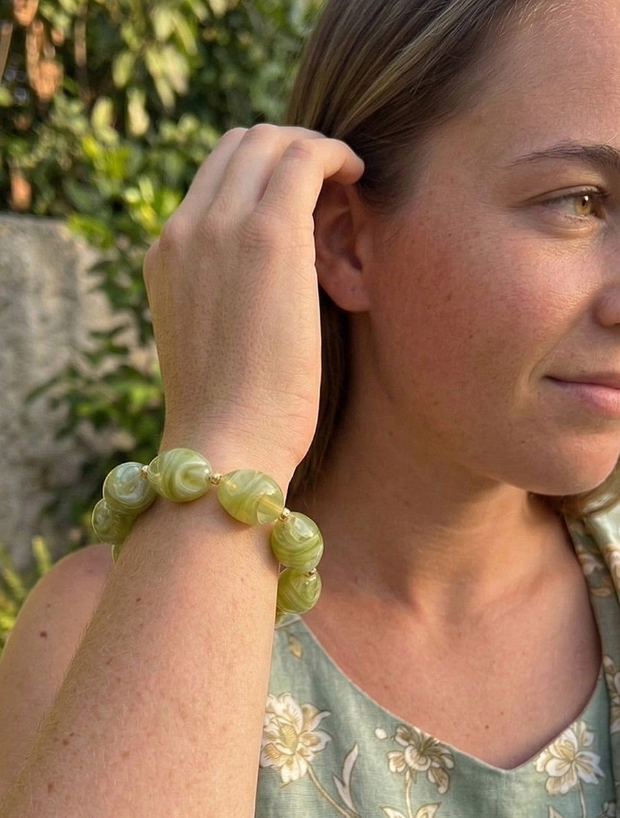 Bracelet à perles en résine - Vert - 1