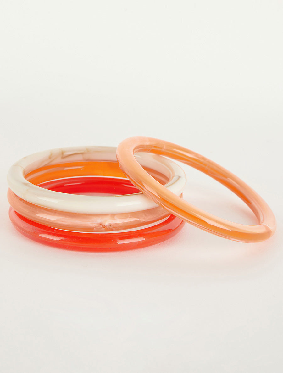 Ensemble de 4 joncs en résine colorée - Orange - 2