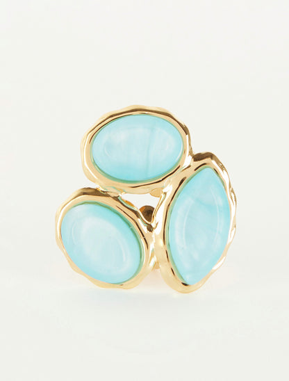 Bague ajustable à pierres en résine - Turquoise - 3