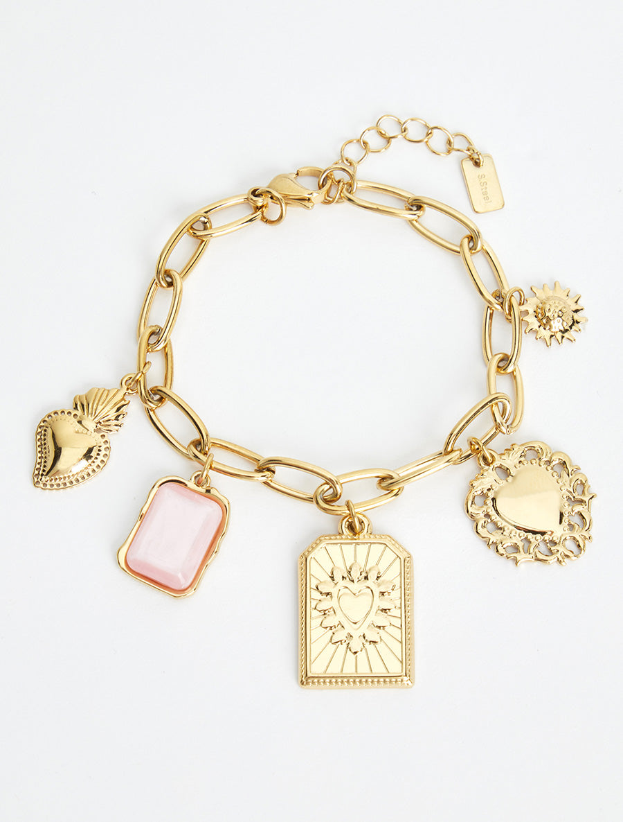 Bracelet chaîne à charms - Rose - 2