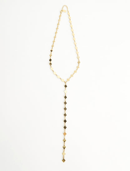 Collier lasso en maille fantaisie - Or - 2