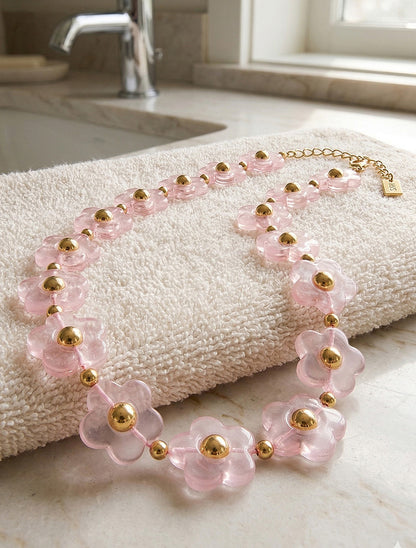 Collier motif floral - Rose - 1