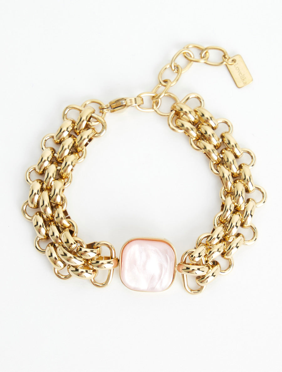 Bracelet en maille fantaisie à empiècement en résine - Rose - 2