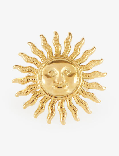 Bague gravée motif soleil - Or - 3