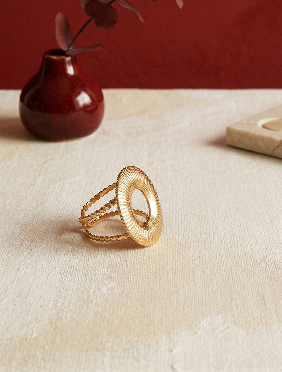 Bague à médaillon gravé - Or - 1