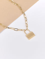 Collier en maille à détail cadenas - Or - 4