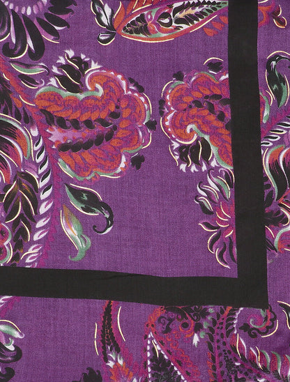 Foulard à imprimé cachemire et liserés irisés - Violet - 2