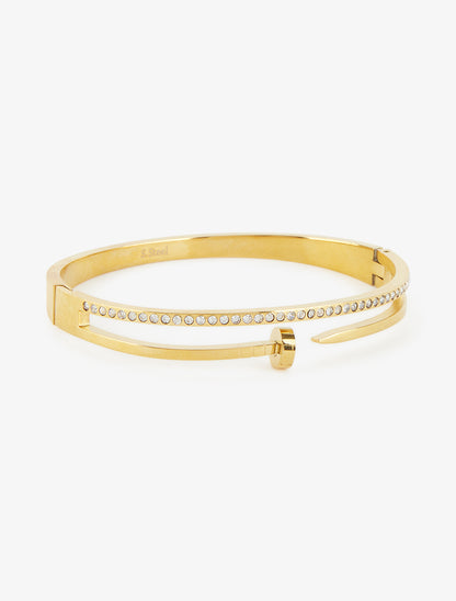 Jonc clou et zircons blancs - Or - 2