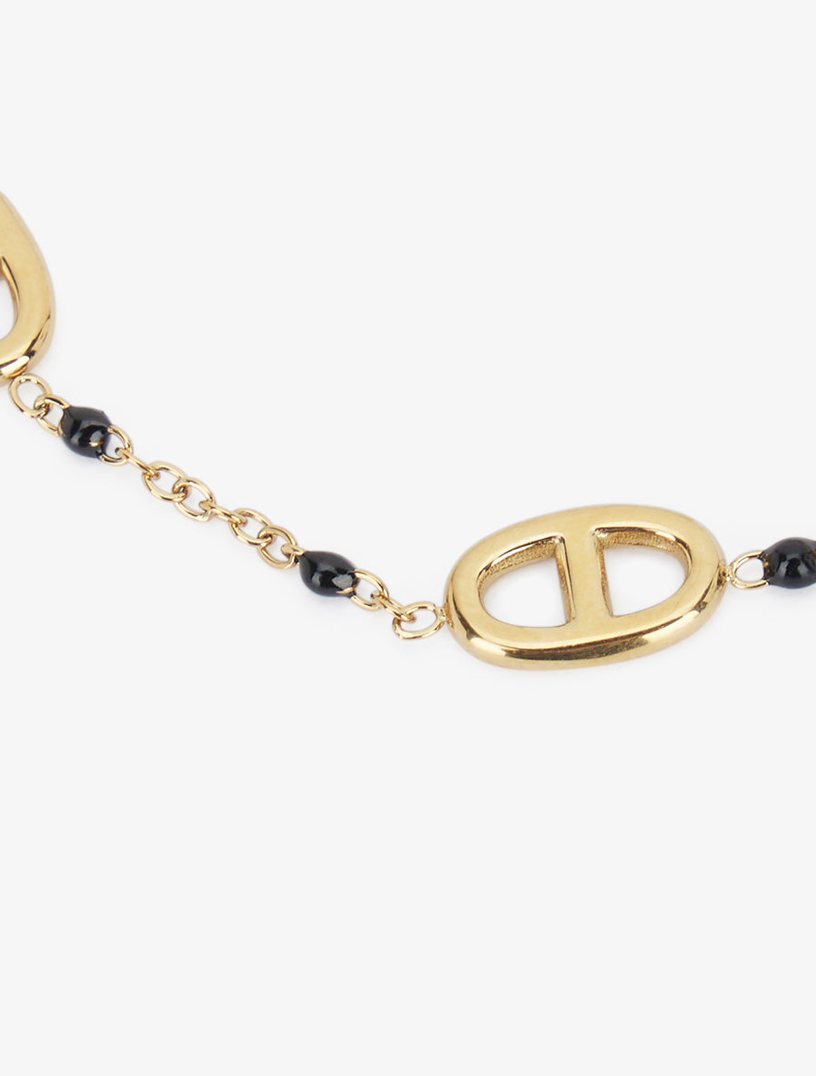 Bracelet à maillon marins et perles - Or/noir - 3